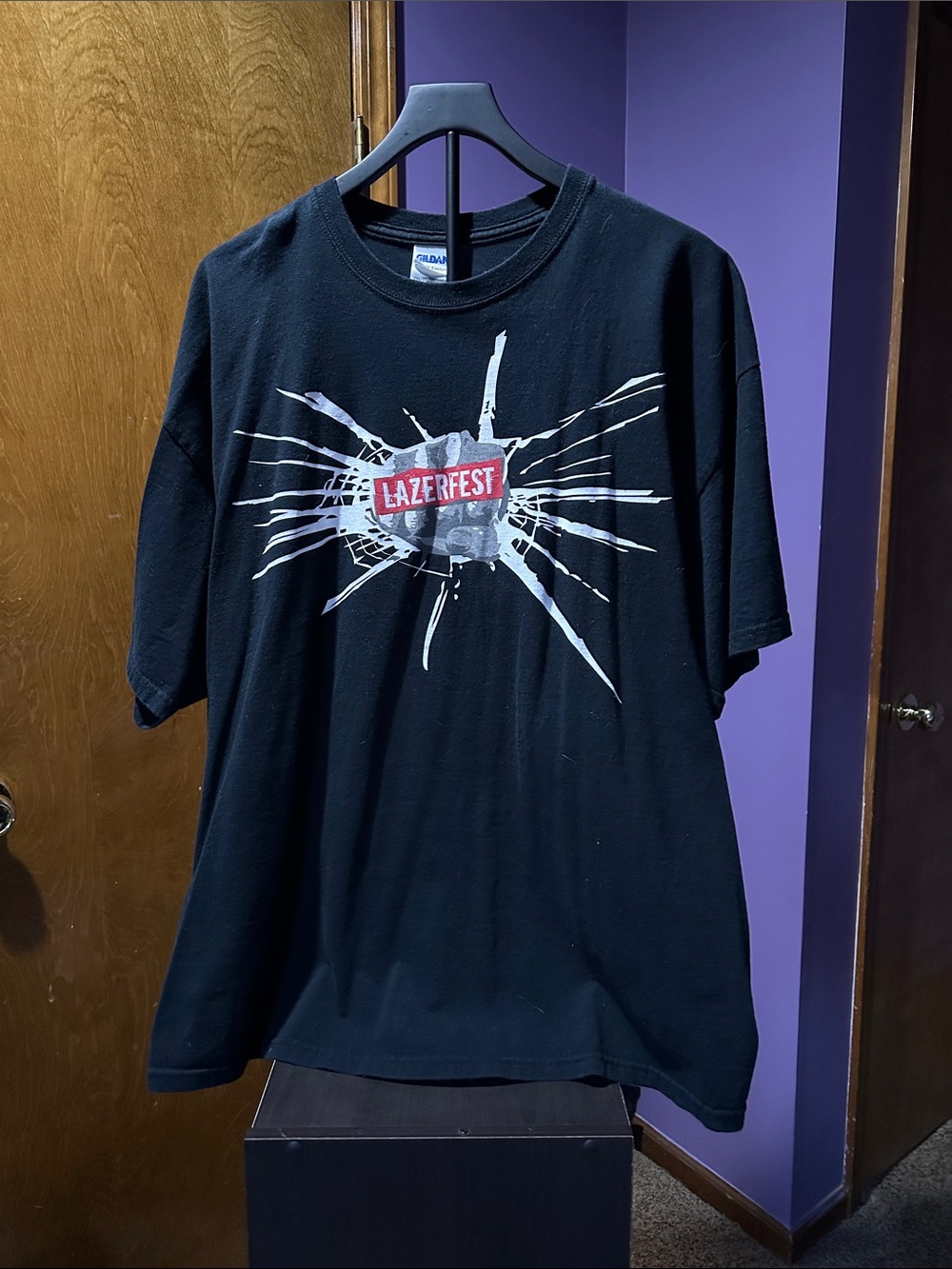 Gildan Black Lazerfest Graphic Tee with Red Logo